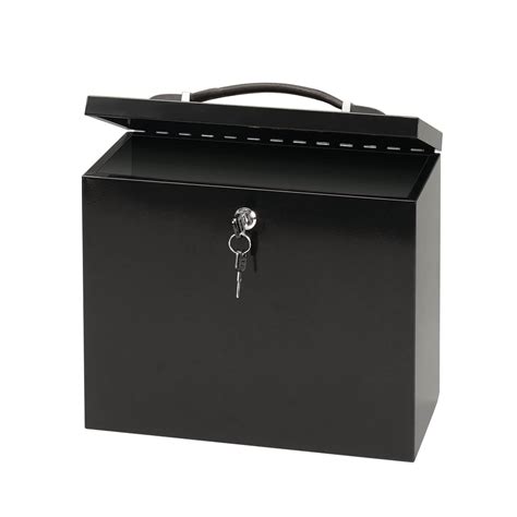 metal box with lid and lock|lockable metal document box.